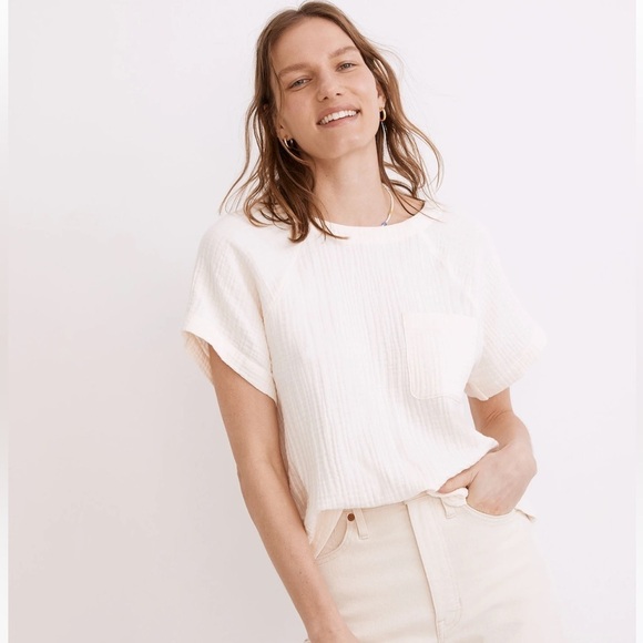Madewell Tops - Madewell White Button-Up Short Sleeve Top. Size S. Style NE240